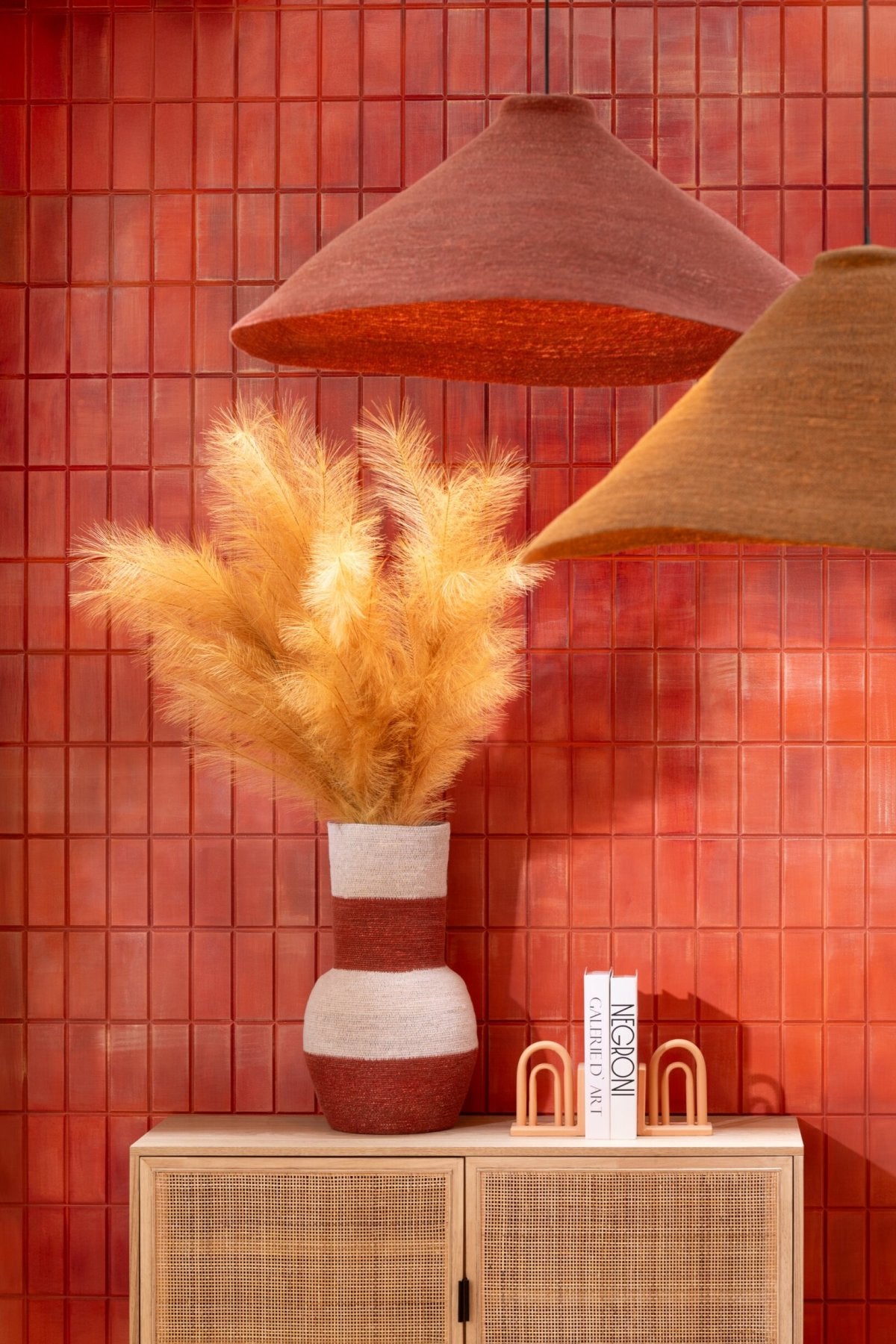 Pendant lamp seagrass rust