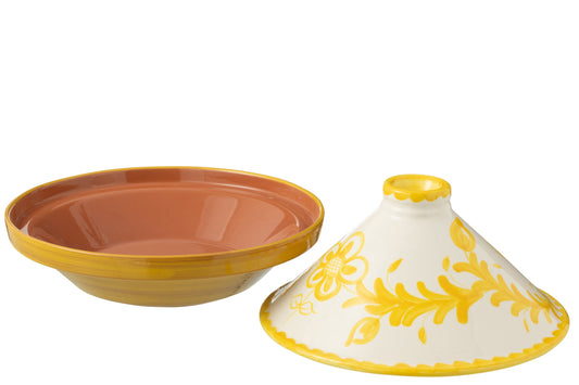 Tajine Granada keramiek wit/geel