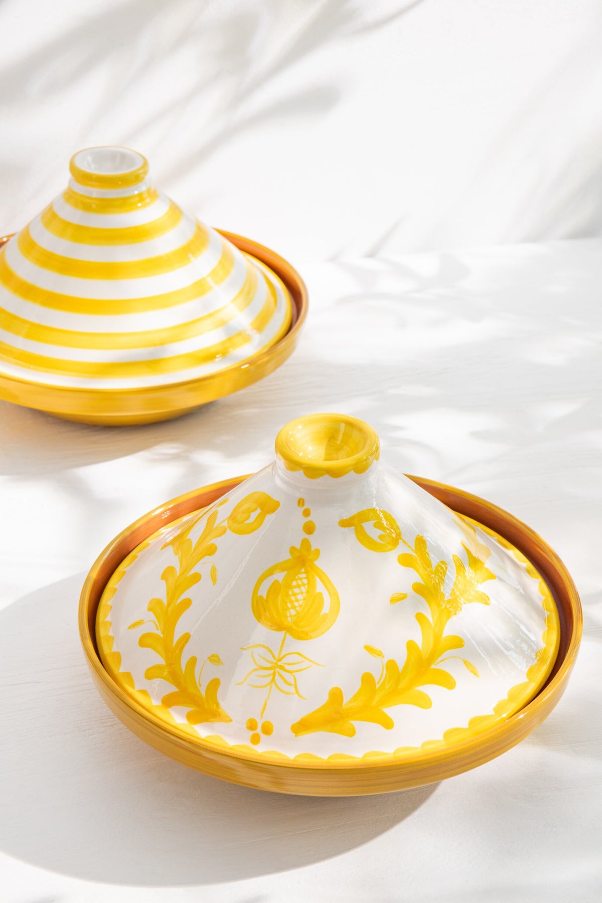 Tajine Granada keramiek wit/geel