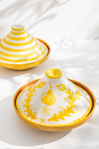 Tajine Granada keramiek wit/geel