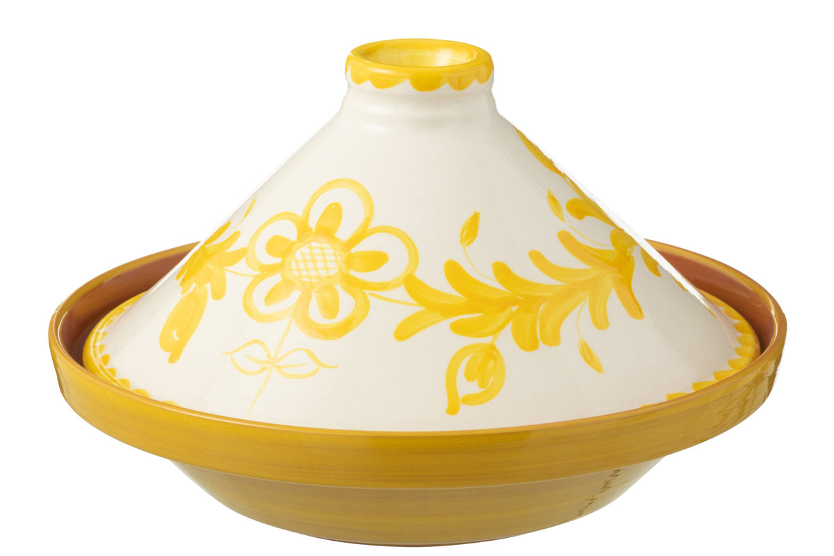 Tajine Granada keramiek wit/geel