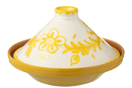 Tajine Granada keramiek wit/geel