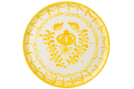 Assiette Granada en céramique blanc/jaune