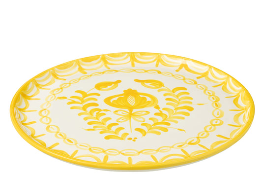 Assiette Granada en céramique blanc/jaune