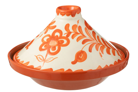 Tajine Granada keramiek wit/oranje