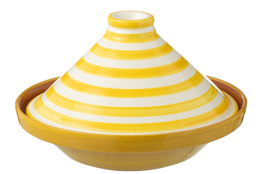 Tajine Granada strepen keramiek wit/geel