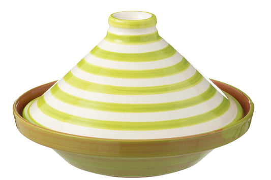 Tajine Granada strepen keramiek wit/groen