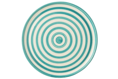 Assiette Granada rayée en céramique blanc/aqua