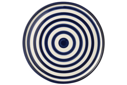 Bord Granada strepen keramiek wit/Cobalto blauw