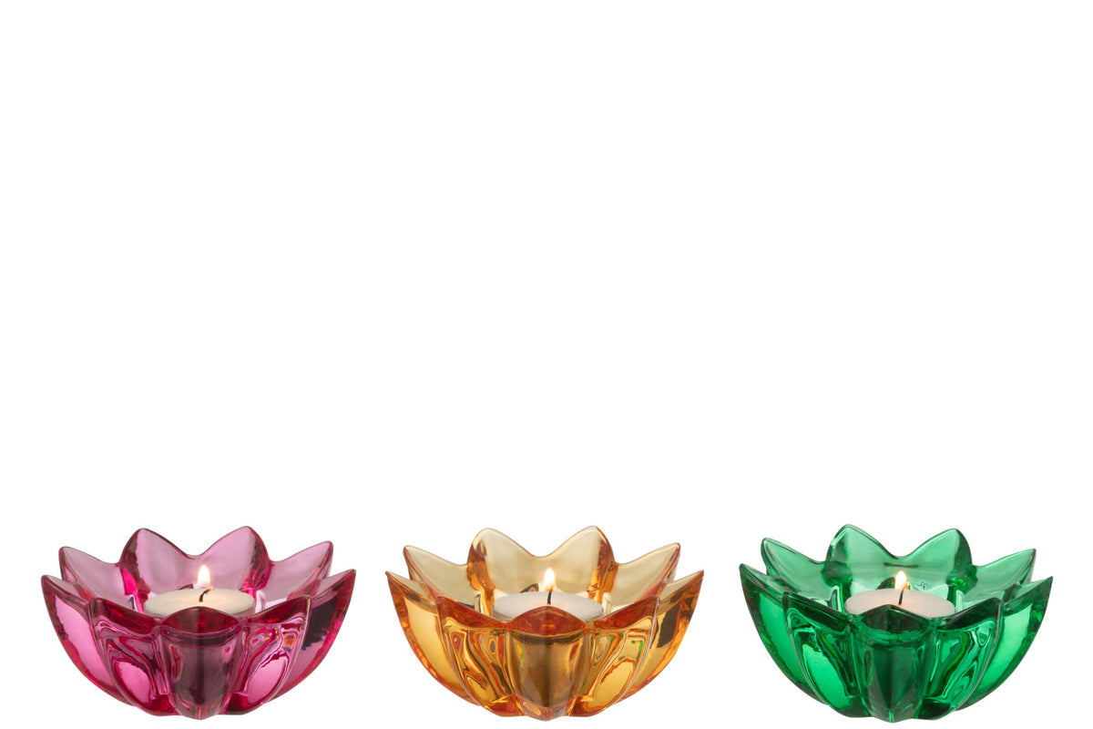Theelichthouder Bloem Glas Mix Assortiment Van Drie
