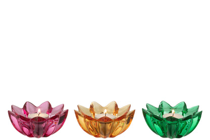 Theelichthouder Bloem Glas Mix Assortiment Van Drie