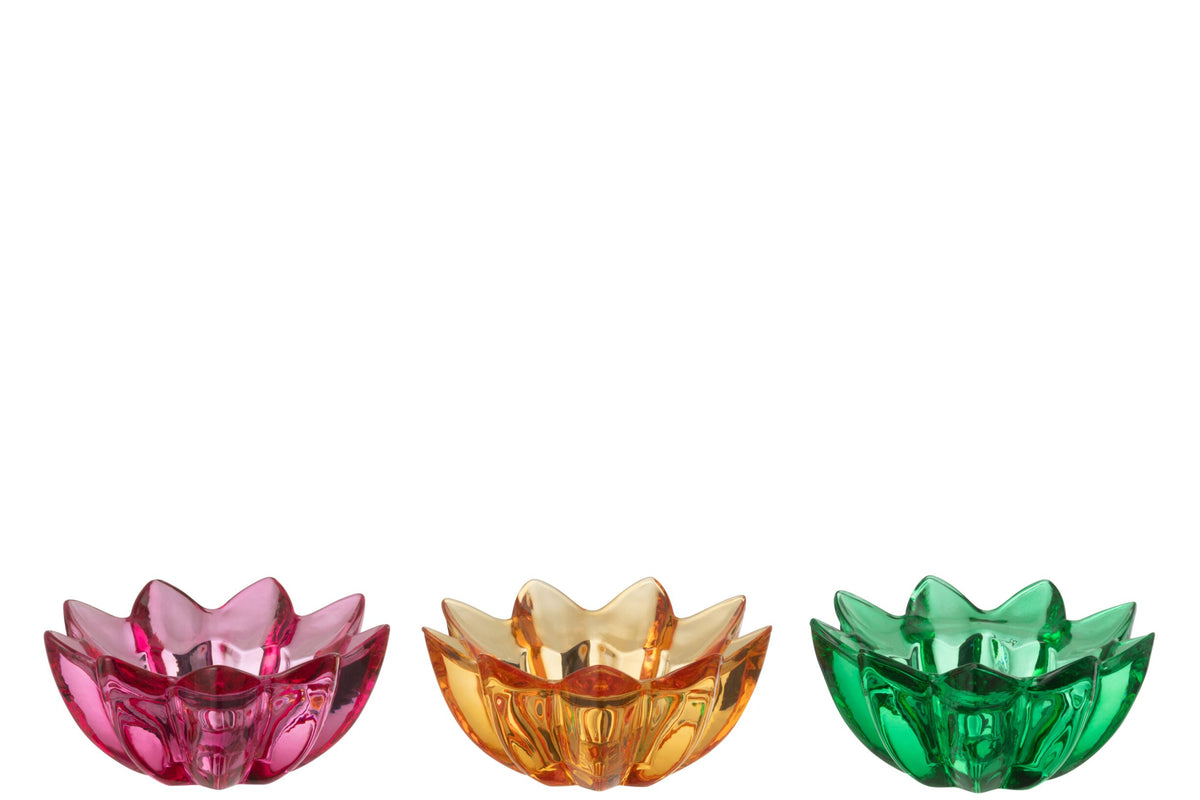 Theelichthouder Bloem Glas Mix Assortiment Van Drie
