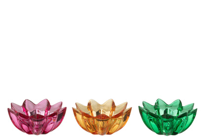 Theelichthouder Bloem Glas Mix Assortiment Van Drie