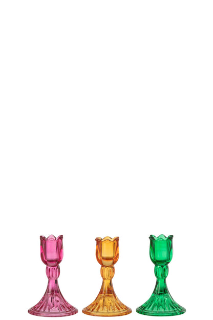Kandelaar Tulp Glas Mix Assortiment Van Drie