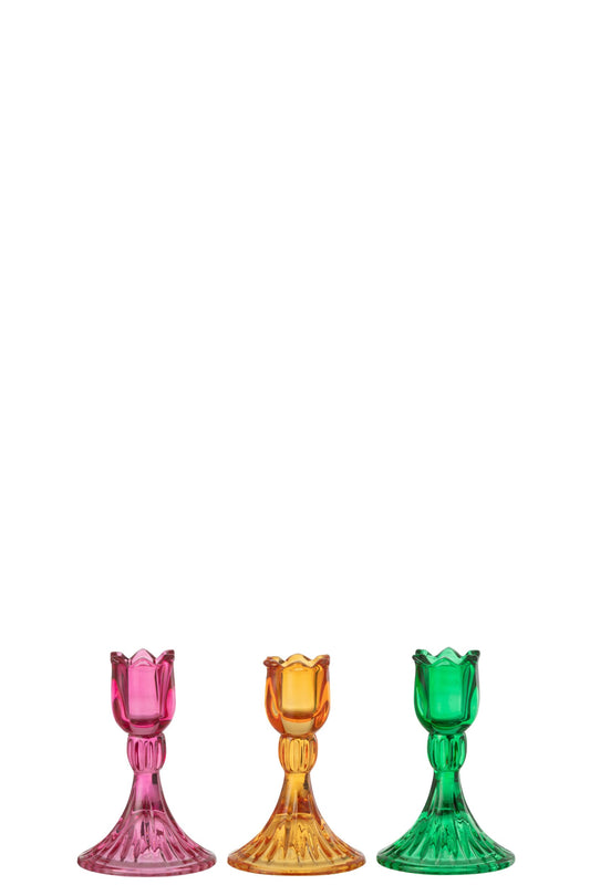 Kandelaar Tulp Glas Mix Assortiment Van Drie