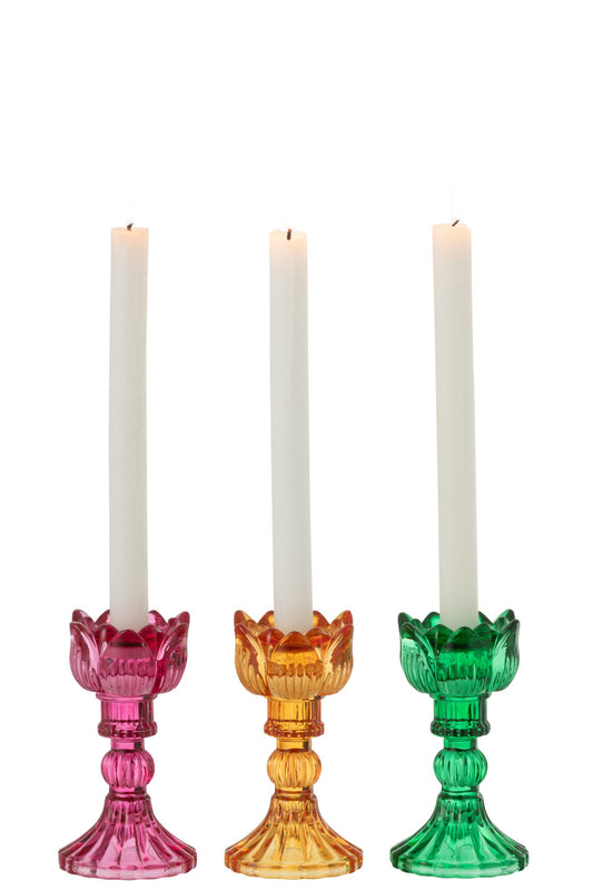 Kandelaar Roos Glas Mix Assortiment Van Drie