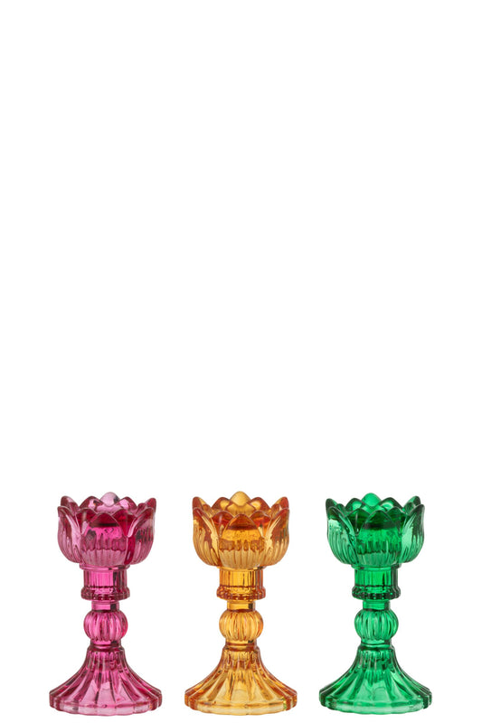 Kandelaar Roos Glas Mix Assortiment Van Drie