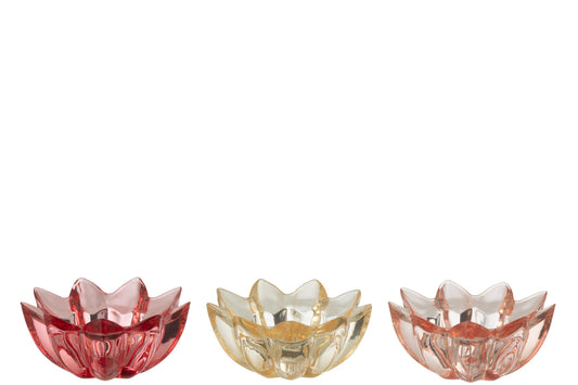 Theelichthouder Bloem Warm Glas Mix Assortiment Van Drie