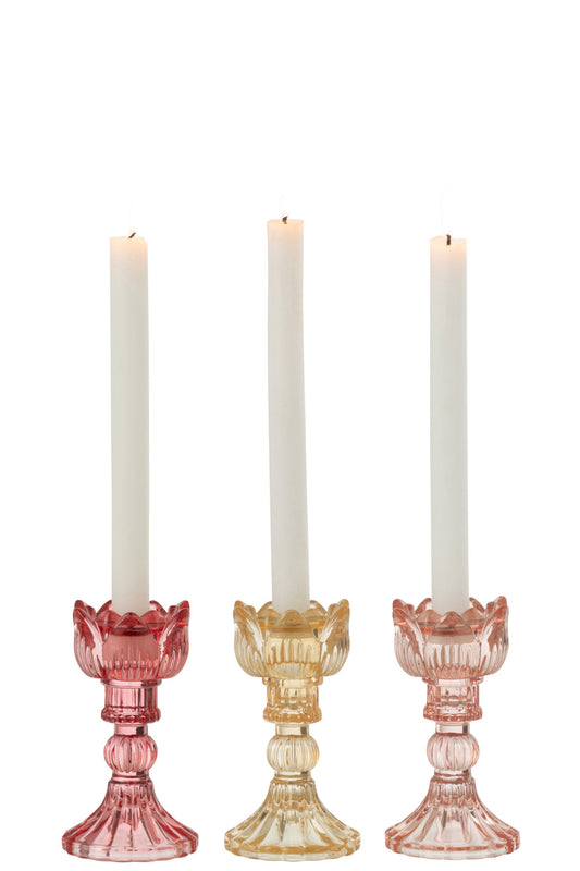 Kandelaar Roos Warm Glas Mix Assortiment Van Drie