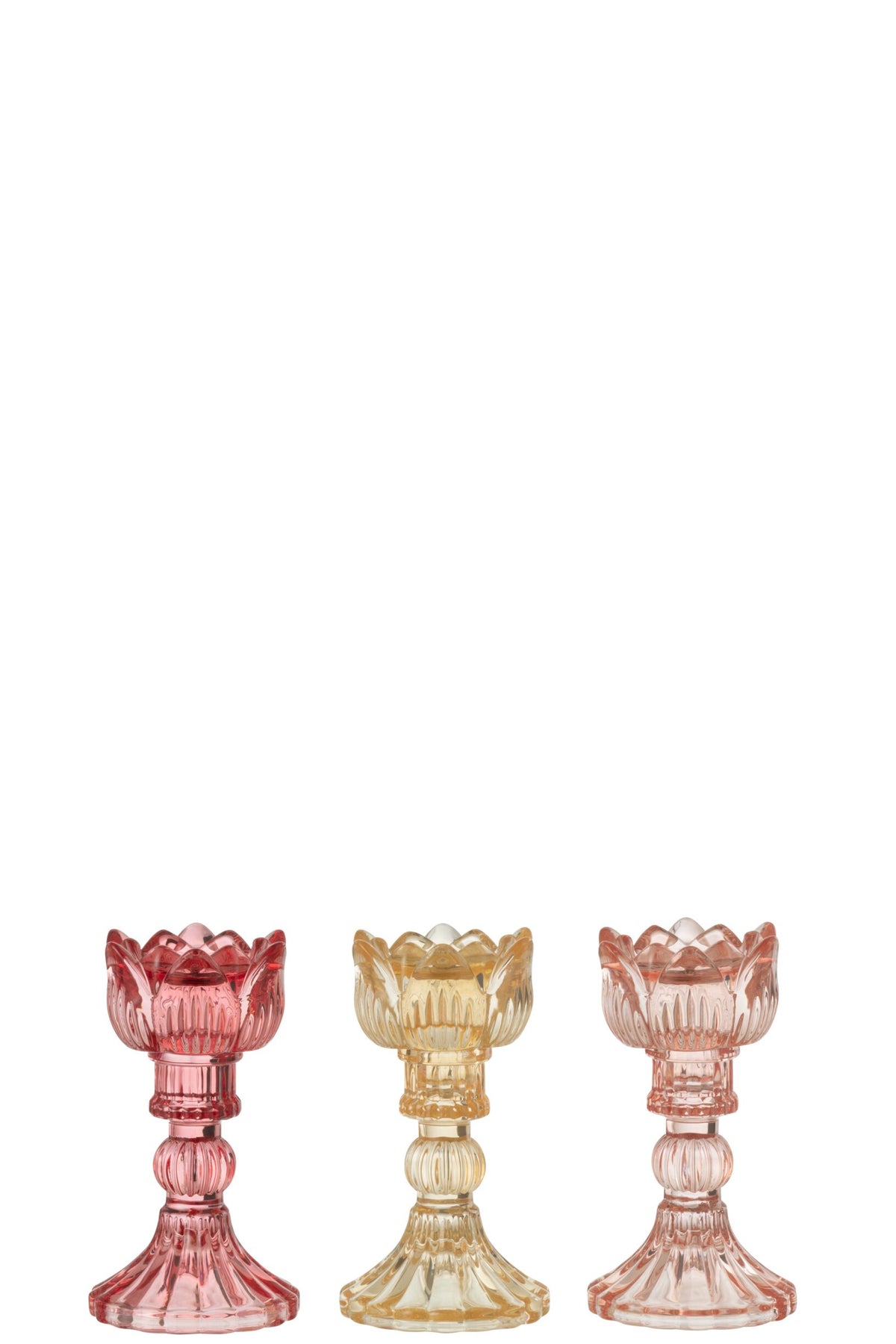 Kandelaar Roos Warm Glas Mix Assortiment Van Drie