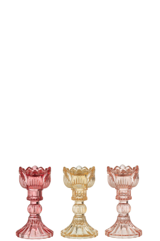 Kandelaar Roos Warm Glas Mix Assortiment Van Drie