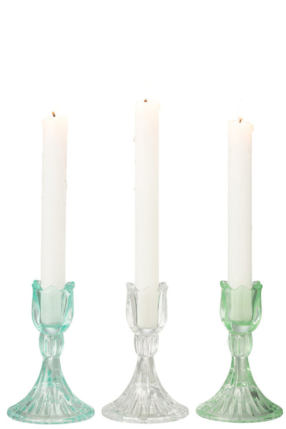 Kandelaar Tulp Koud Glas Mix Assortiment Van Drie