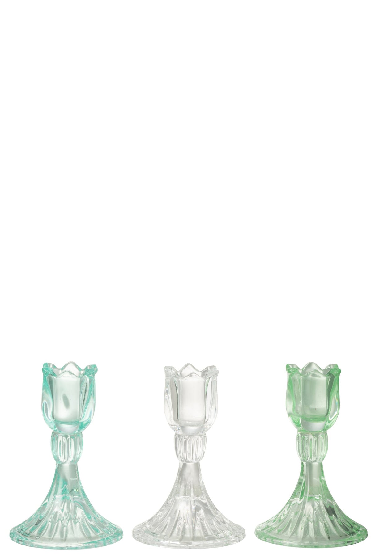 Kandelaar Tulp Koud Glas Mix Assortiment Van Drie