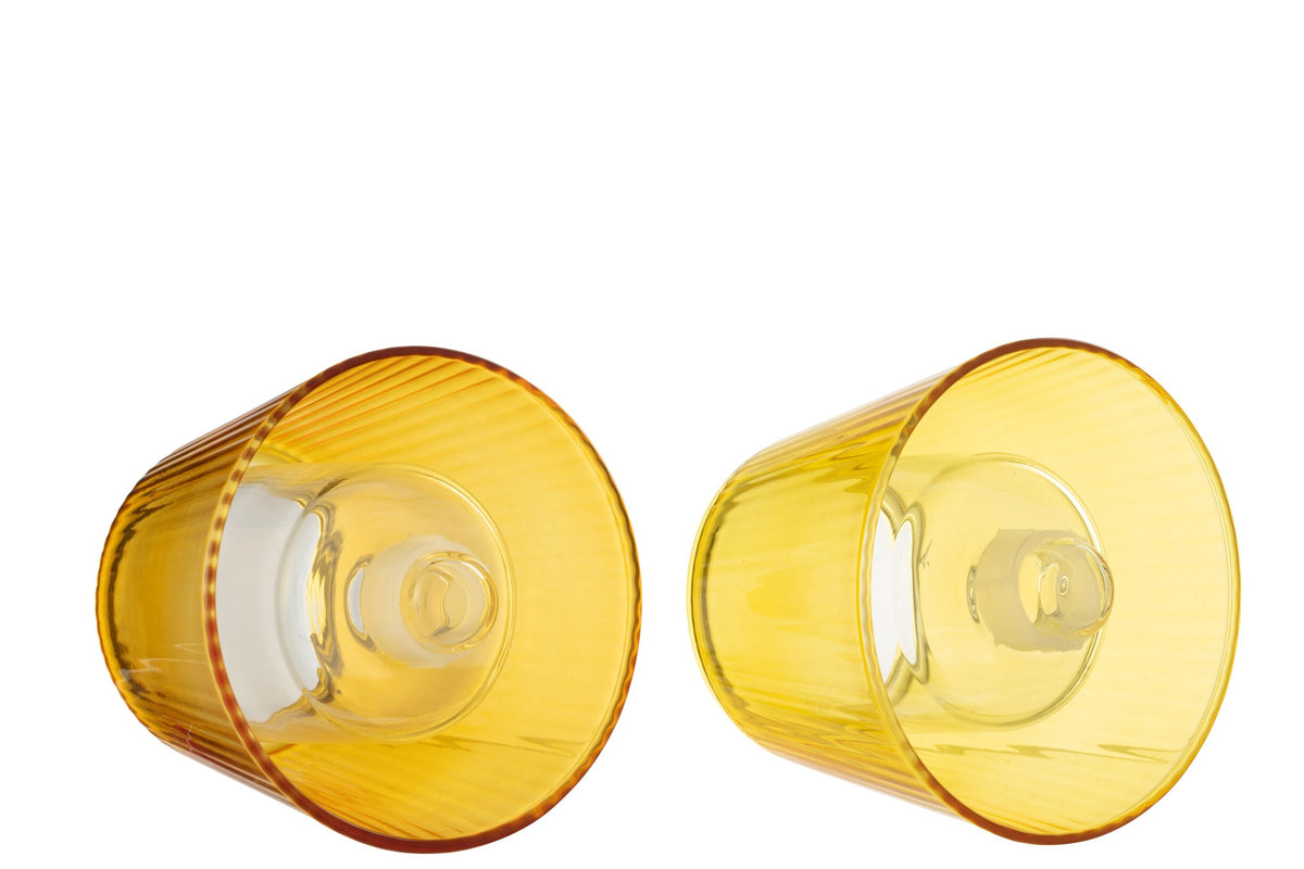 Theelichthouder Hoed Glas Geel/Oranje Assortiment Van Twee