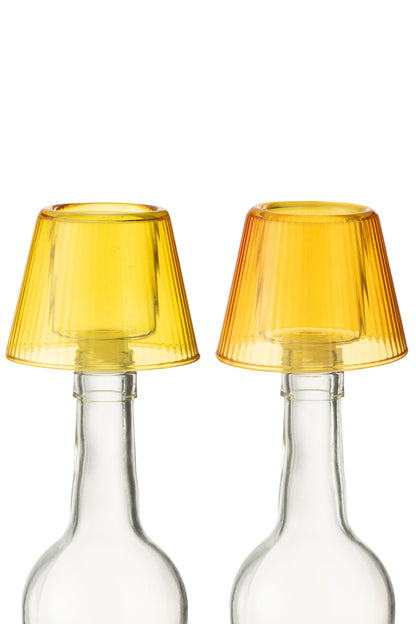 Theelichthouder Hoed Glas Geel/Oranje Assortiment Van Twee
