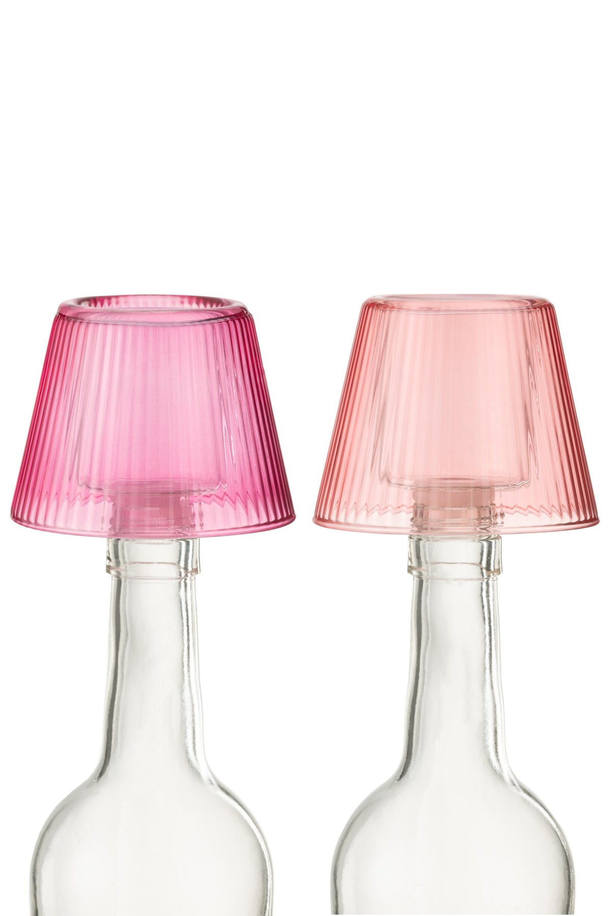 Theelichthouder Hoed Glas Fuchsia/Roze Assortiment Van Twee