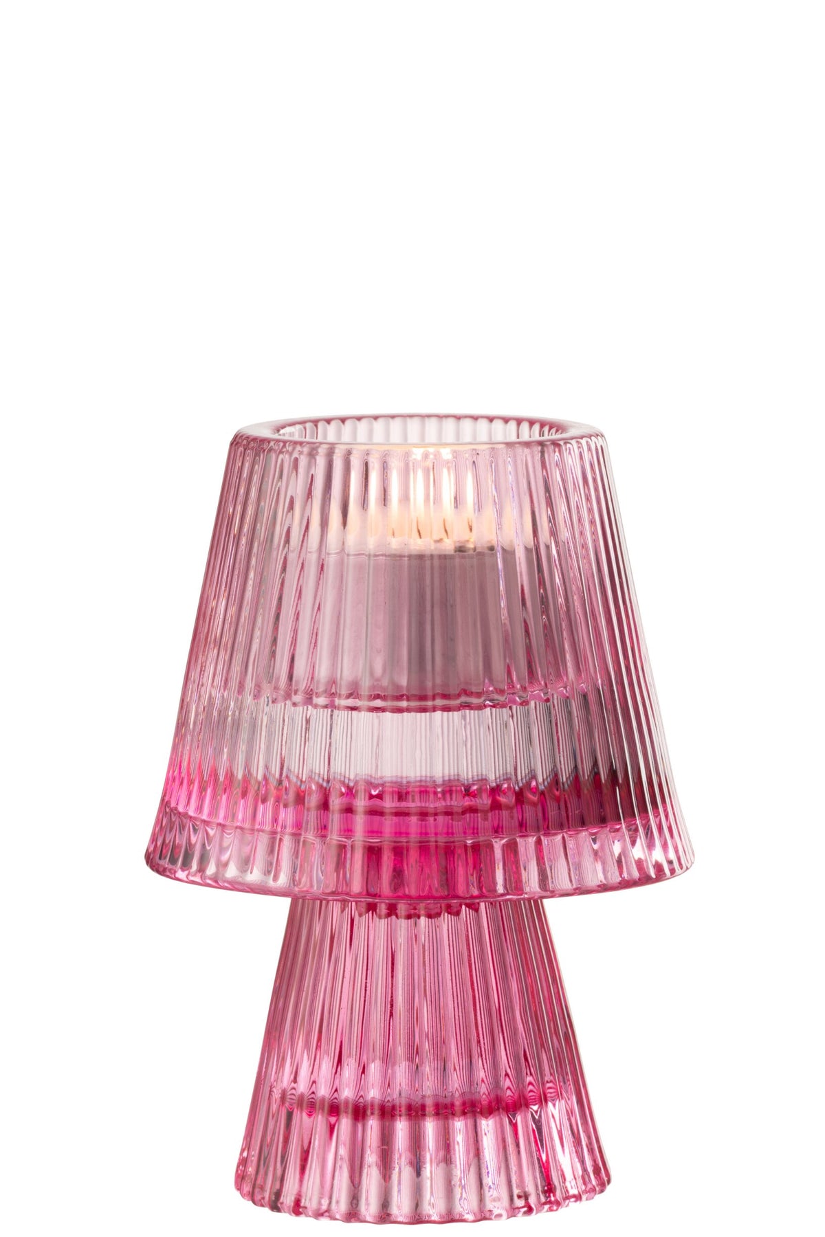 Theelichthouder Hoed Glas Fuchsia