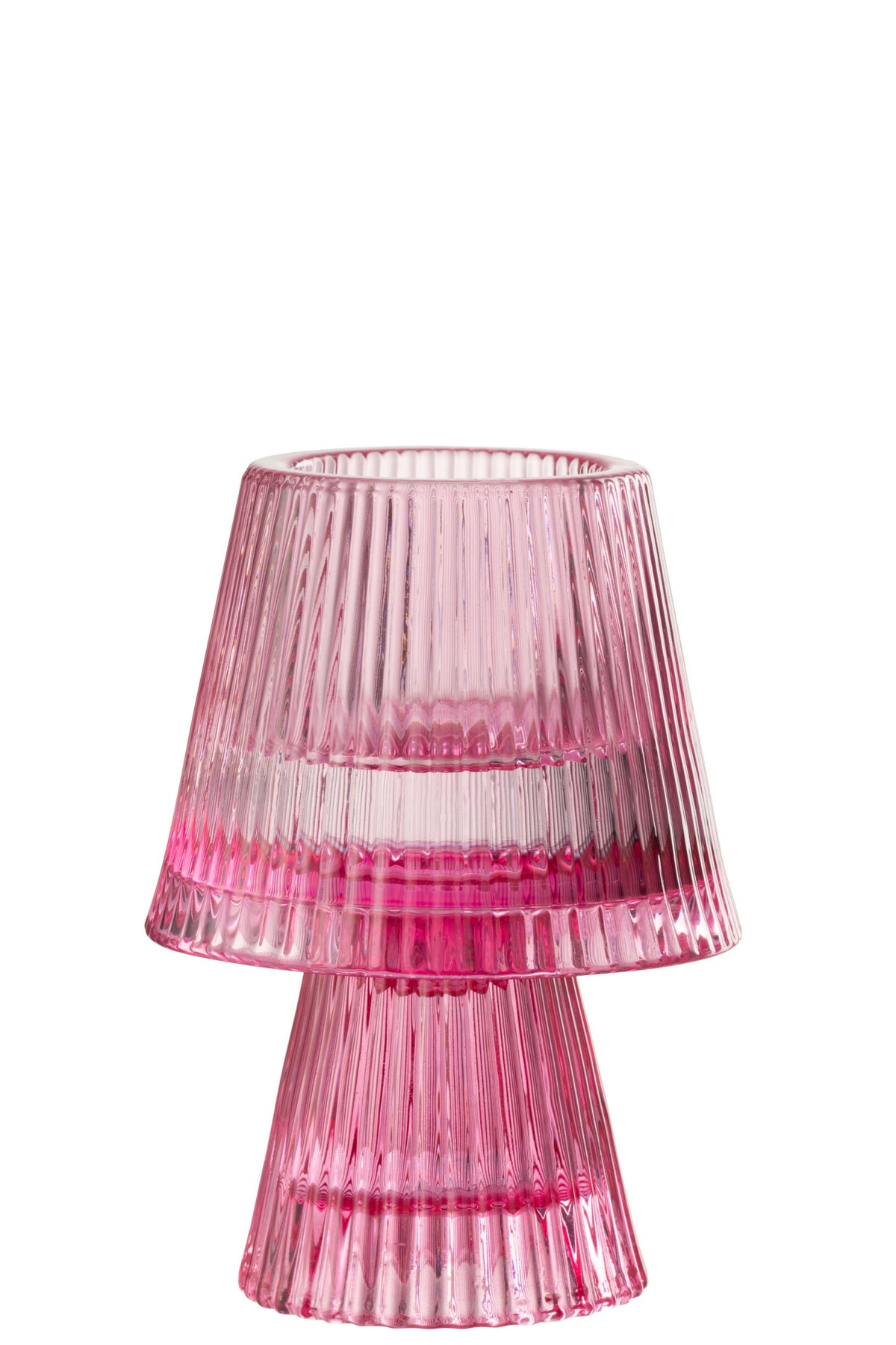 Theelichthouder Hoed Glas Fuchsia