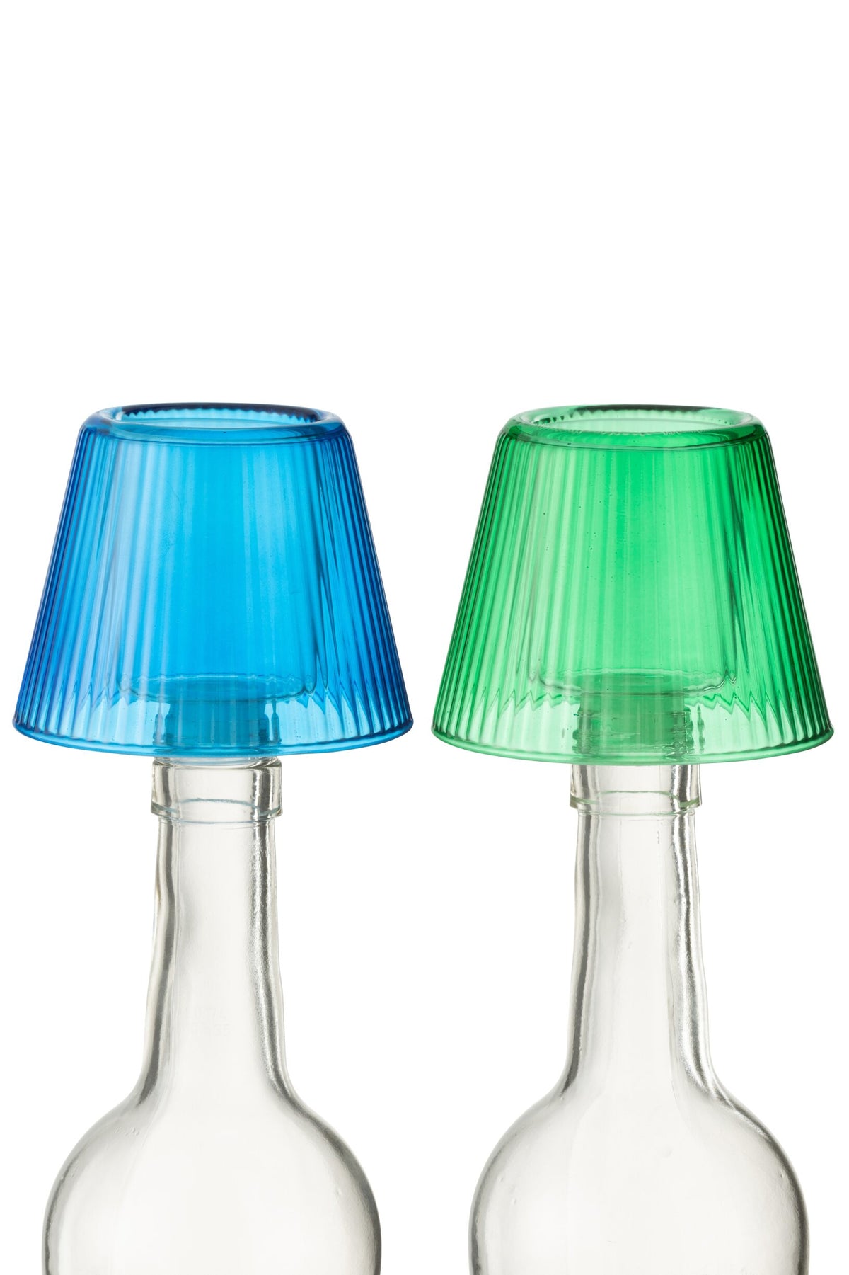 Theelichthouder Hoed Glas Blauw/Groen Assortiment Van Twee