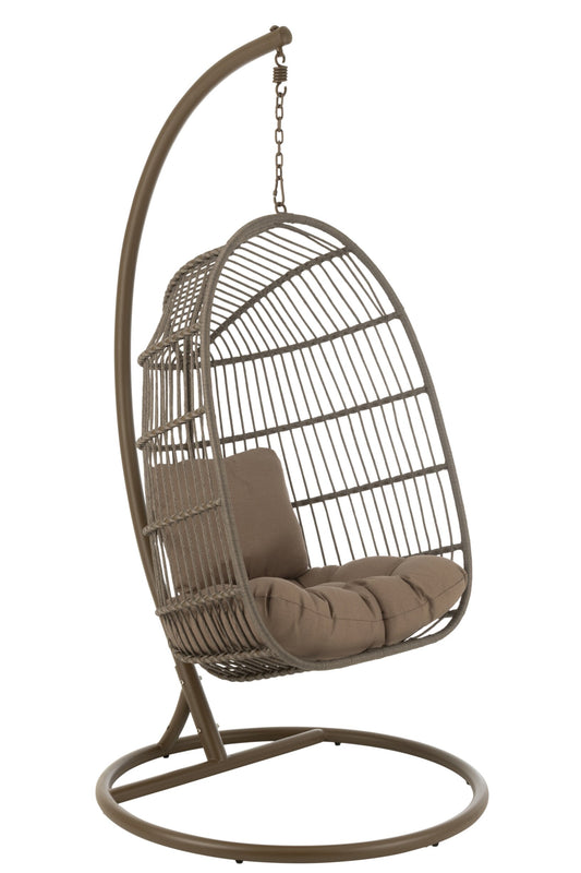 Hanging Chair Egga Steel/Rope Brown
