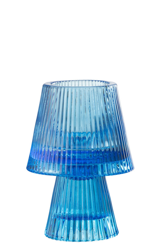 Theelichthouder Hoed Glas Blauw