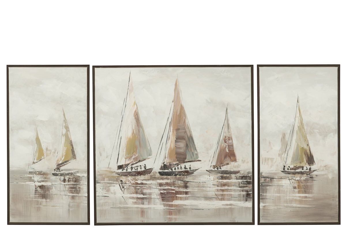 Set Of 3 Painting Hog Acrylic/Canvas Mix