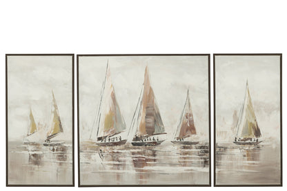 Set Of 3 Painting Hog Acrylic/Canvas Mix