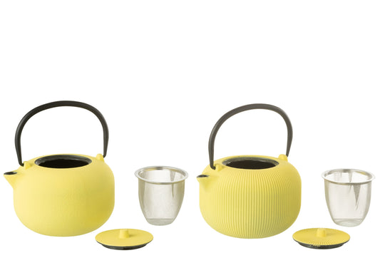 Set van 1 theepot metaal geel assortiment 2
