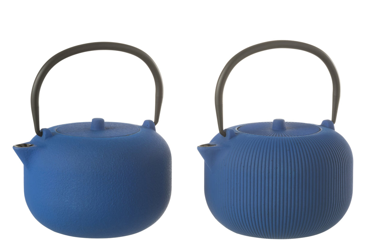 Set van 1 theepot metaal donkerblauw assortiment 2