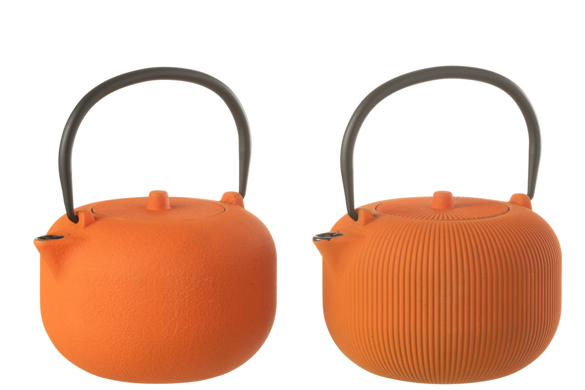 Set van 1 theepot metaal oranje assortiment 2