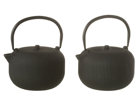 Set van 1 theepot metaal zwart assortiment 2