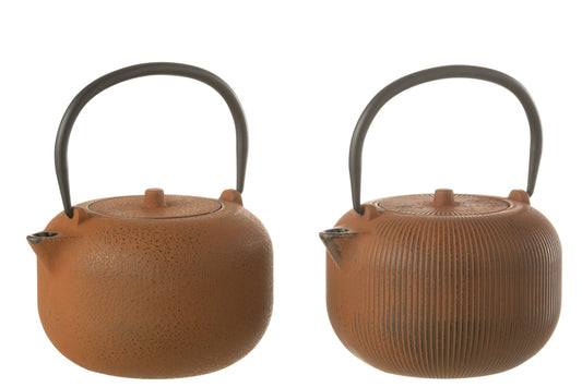 Set van 1 theepot metaal bruin assortiment 2