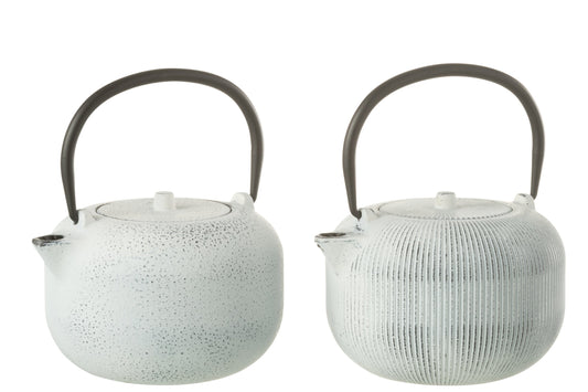 Set van 1 theepot metaal wit assortiment 2
