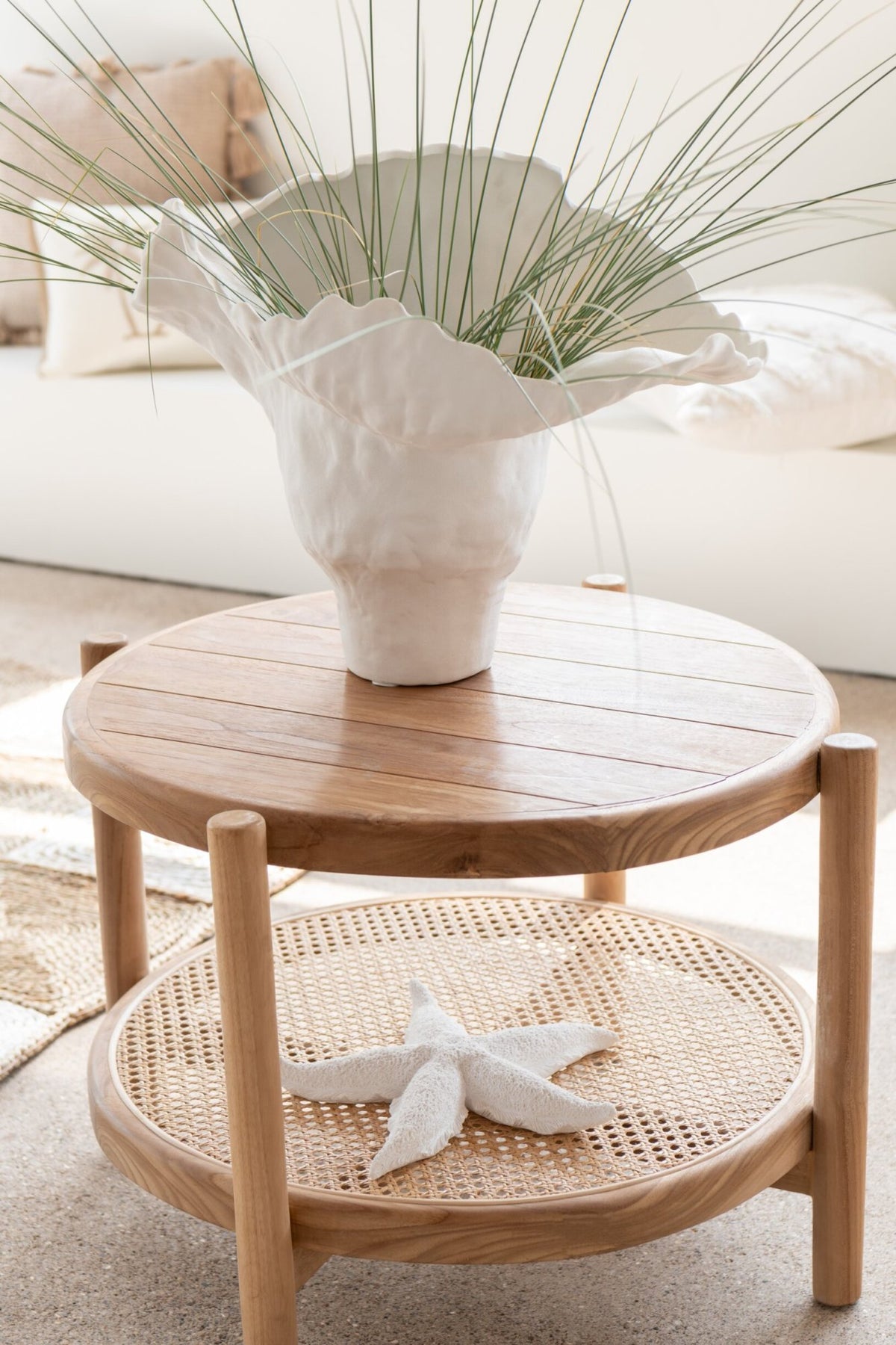 Side Table Round Teak Natural