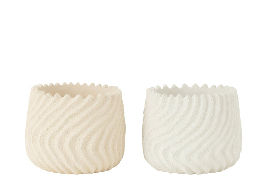 Flowerpot Maris Cement White/Cream Large Assortment Of 2