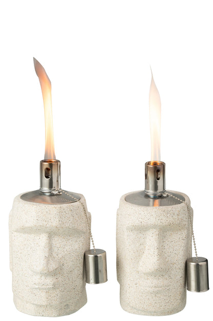 Olielamp Moai Cement Grijs Assortiment Van 2