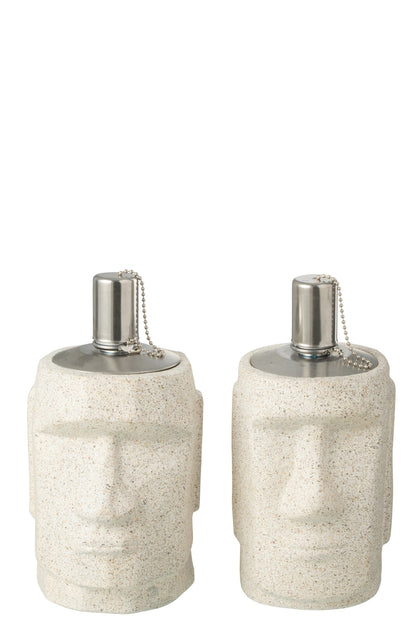 Olielamp Moai Cement Grijs Assortiment Van 2