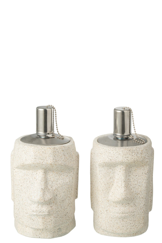 Olielamp Moai Cement Grijs Assortiment Van 2