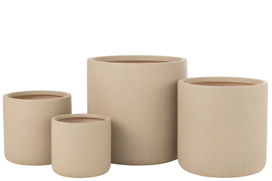 Set Of 4 Flowerpots Dune Clay Ivory