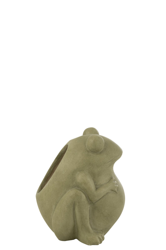 Flowerpot Frog Clay Green Small